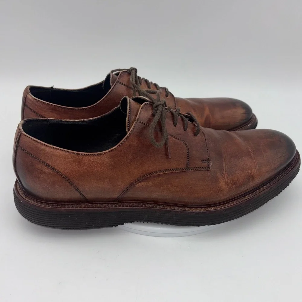 JOHNSTON & MURPHY Collection Mens Brown Leather Shoe Sneaker Dress Derby‎ Italy